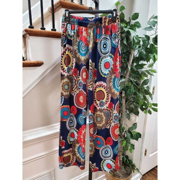 Win Win Women's Multicolor Polyester Mid Rise Slit Accents Trouser Size X-Large - Picture 12 of 12